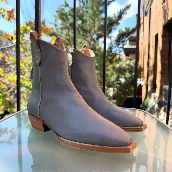 New Free People We The Free Wesley Ankle Boot Shoes Leather Heeled Sky Blue 8 - Picture 5 of 14